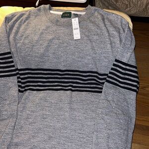 J.Crew Rugby Jersey Men's XL Gray Black Stripe Long Sleeve Shirt-NEW WITHOU TAG
